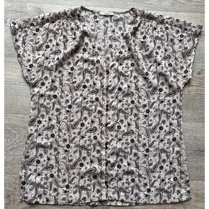 Maurices Casual Blouse Button Up Women's Small Paisley Floral V-neck Lightweight